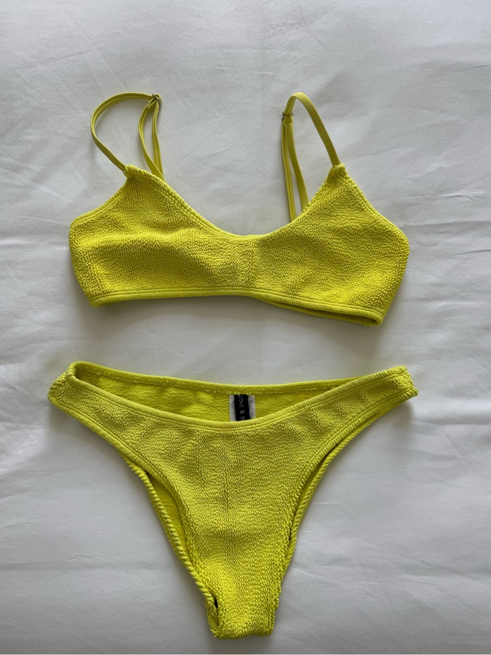 Neon Yellow Textured Bikini Set - Women Swim Bikinis
